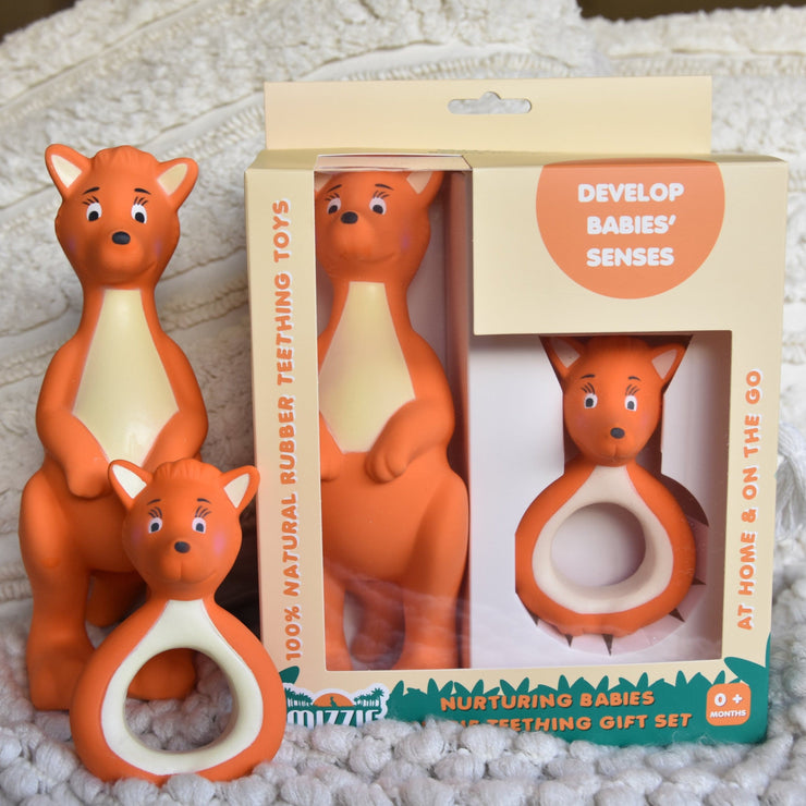 Coffret Cadeau de dentition Mizzie - Comprend x 1 Mizzie jouet à dentition et 1 mini anneau à dentition<br>