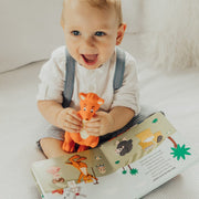 Mizzie The Kangaroo Gift Set avec livre sonore et jouet de dentition garçon portant mizzie et livre